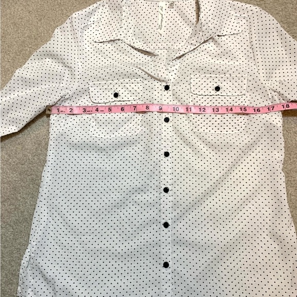 NWT NY Collection Polka Dot Button Down Roll Tab Long Sleeve Shirt Women PM - Picture 4 of 7
